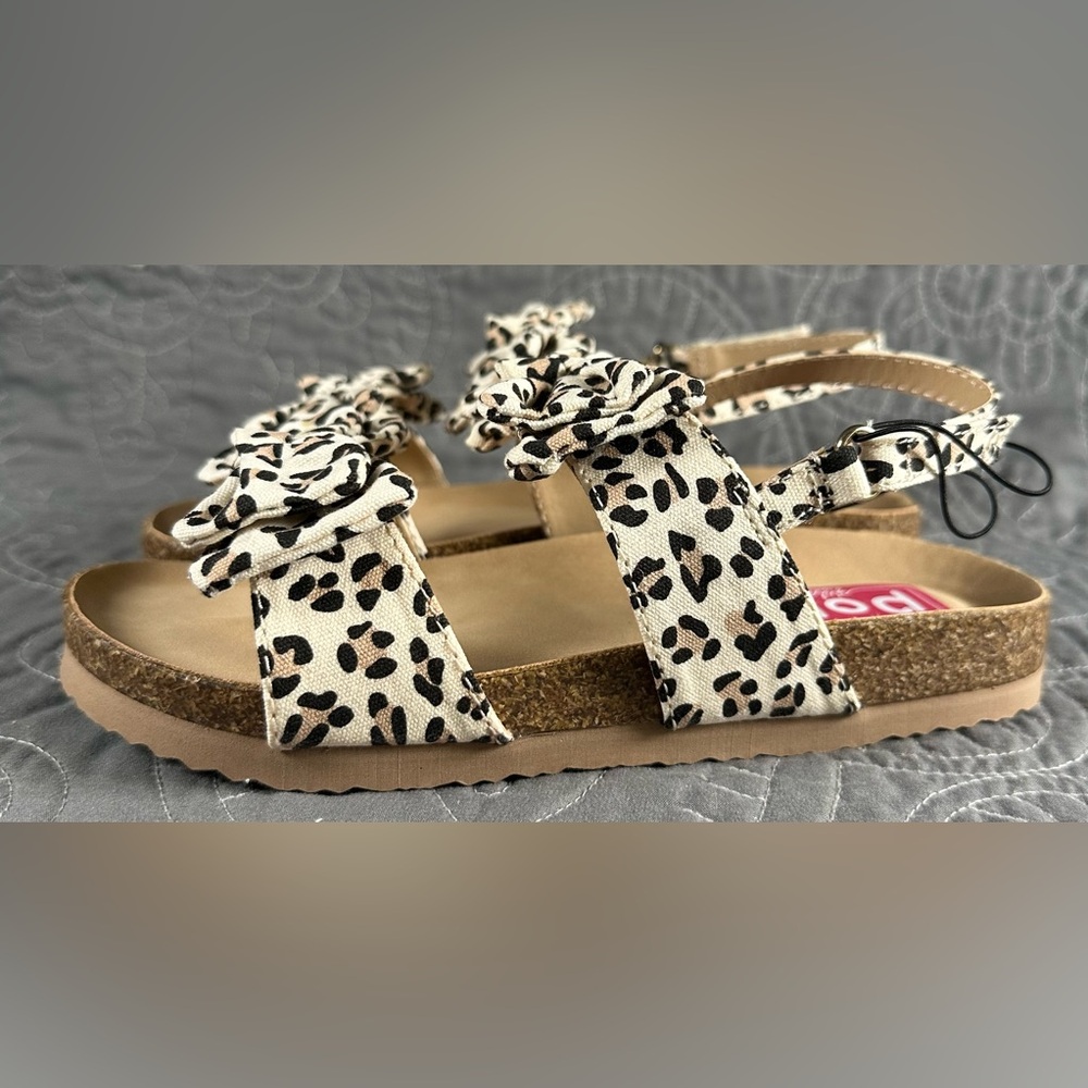 POP Little Girls Belana Leopard Ankle Strap Footbed Sandals NWT Little Girls 2